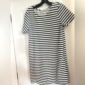 Necessary Clothing Black And White Striped T-Shirt Dress Size M